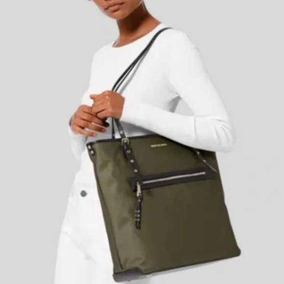 SOLD MICHAEL Michael Kors Large Leila Nylon Olive Green Tote - Picture 12 of 12